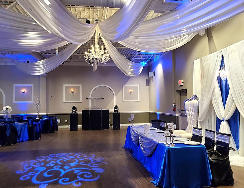 Garcia Event Centers birthday party places for sweet 16 celebration with dj music setup