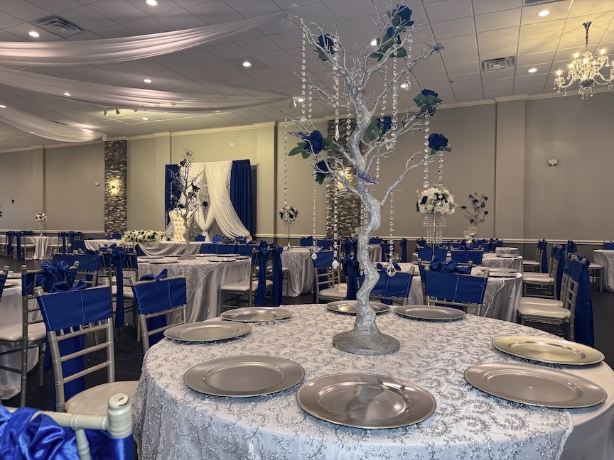 Garcia Event Centers all inclusive wedding venues in san antonio with chandelier and full décor