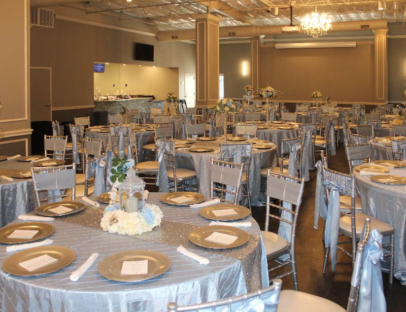 Garcia Event Centers venue catering and decorations package setup on tables
