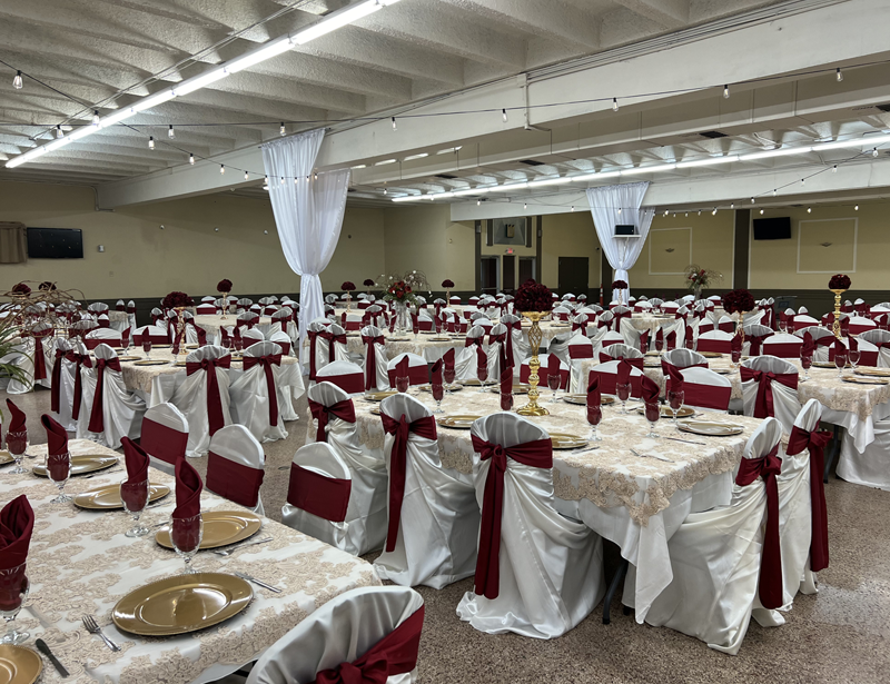 Garcia Event Centers ballroom banquet hall for rent with stage and tables