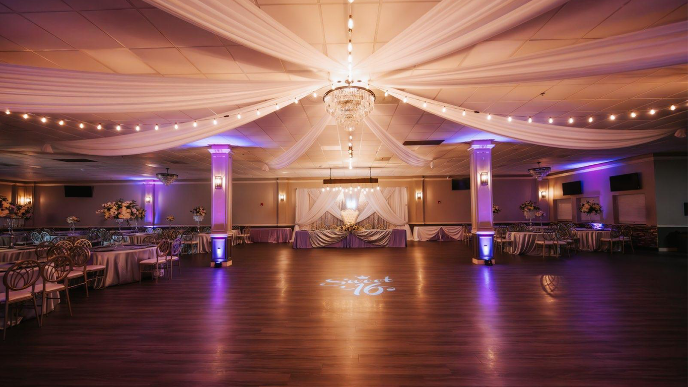 Quinceañera event center with DJ and lighting
