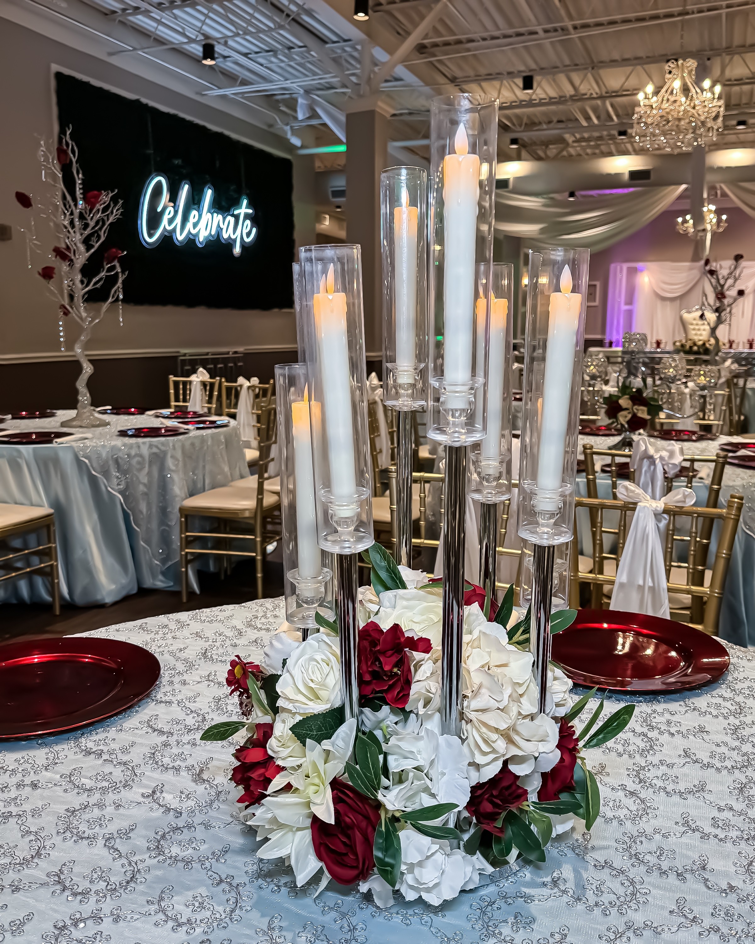 Quinceañera ballroom floor with LED lighting