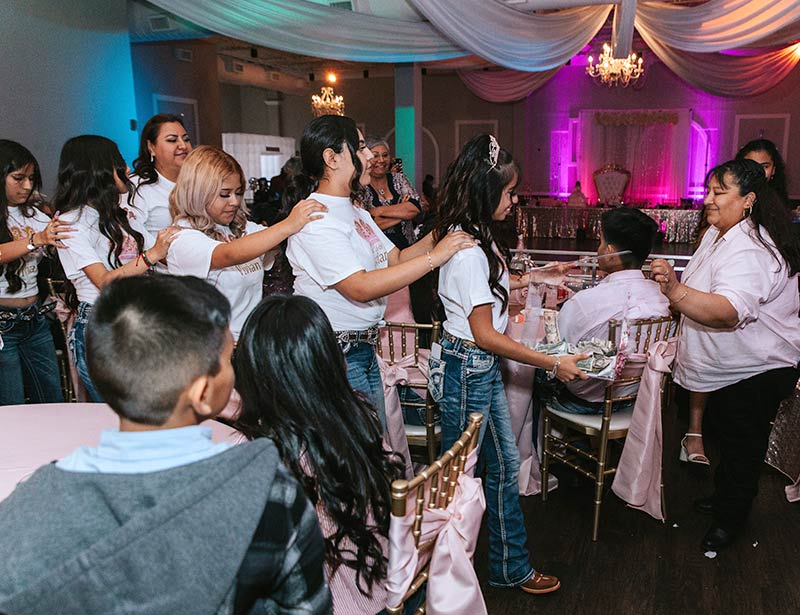 Sweet 16 dessert table in ballroom