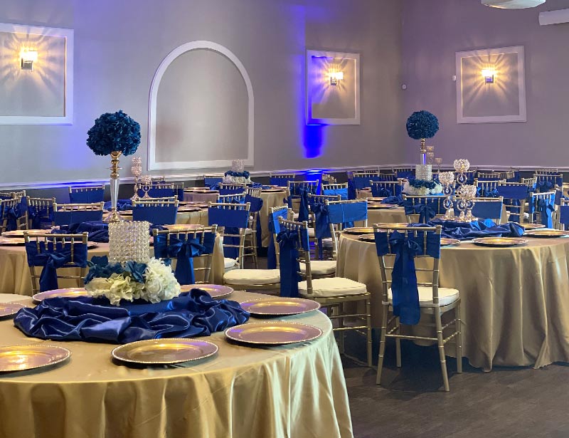 Event hall decorated with birthday theme