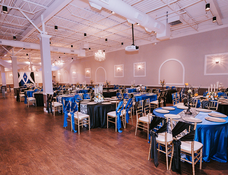 Ballroom decorated for Sweet 16 birthday