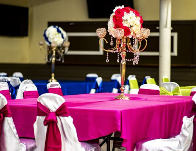 plaza del rey ballroom event venue with close up of fiesta table decorations
