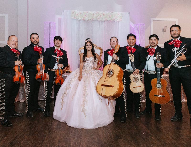 Quinceañera venue with ceiling draping
