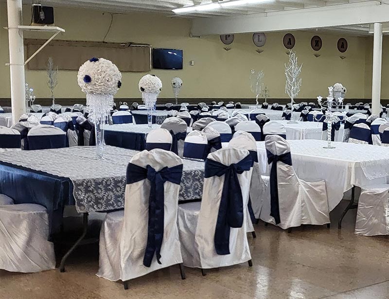 plaza del rey ballroom event center party venues with table  decorations and televisions
